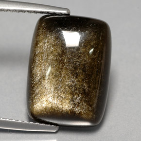 7.76캐럿 천연 골드 광택 옵시디언, 쿠션 컷, 15.8×11.7 mm, 불투명체
