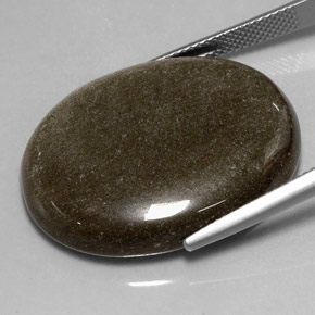 30.57캐럿 천연 골드 광택 흑요석, 타원형 컷, 불투명체