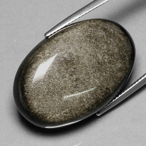 35.47캐럿 천연 골드 광택 흑요석, 타원형 컷, 불투명체