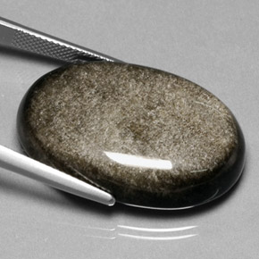 35.47캐럿 천연 골드 광택 흑요석, 타원형 컷, 불투명체