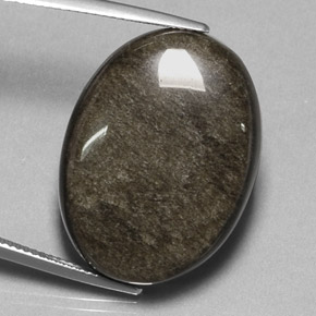 27.12캐럿 천연 골드 광택 옵시디언, 타원형 컷, 26.5×19.7 mm, 불투명체