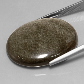 25.82캐럿 천연 골드 광택 옵시디언, 타원형 컷, 27.7×21.7 mm, 불투명체