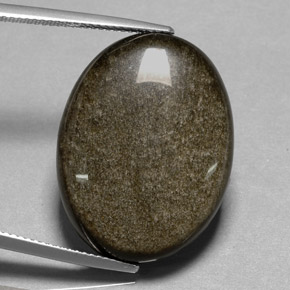 25.01캐럿 천연 골드 광택 옵시디언, 타원형 컷, 26.5×20 mm, 불투명체