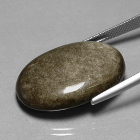 24.01캐럿 천연 골드 광택 옵시디언, 타원형 컷, 27.1×18.7 mm, 불투명체
