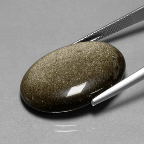 18.91캐럿 천연 골드 광택 흑요석, 타원형 컷, 불투명체