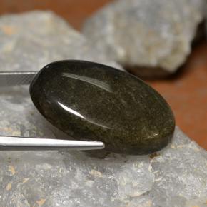 26.69캐럿 천연 라이트 블랙 브라운 옵시디언, 타원형 컷, 27.9×19.2 mm, 불투명체