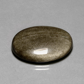 16.44캐럿 천연 골드 광택 옵시디언, 타원형 컷, 25.1×18.3 mm, 불투명체