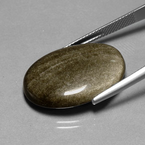 16.44캐럿 천연 골드 광택 옵시디언, 타원형 컷, 25.1×18.3 mm, 불투명체