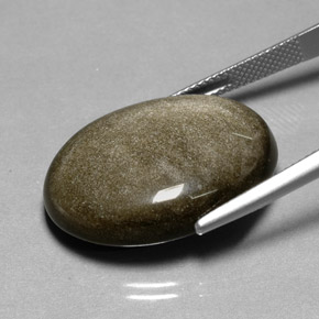 22.53캐럿 천연 골드 광택 흑요석, 타원형 컷, 불투명체