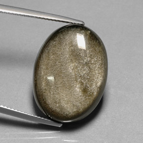 20.50캐럿 천연 골드 광택 옵시디언, 타원형 컷, 23.3×17.5 mm, 불투명체