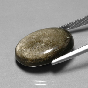 20.50캐럿 천연 골드 광택 옵시디언, 타원형 컷, 23.3×17.5 mm, 불투명체