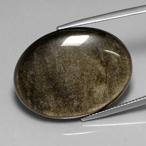 26.13캐럿 천연 그레이 블랙 옵시디언, 타원형 컷, 28.5×21.3 mm, 불투명체