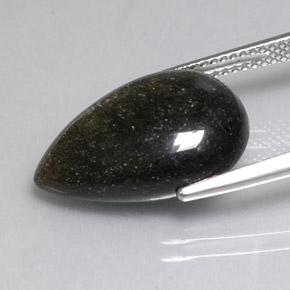 8.26캐럿 천연 골드 광택 옵시디언, 배 모양, 18.7×12.5 mm, 불투명체