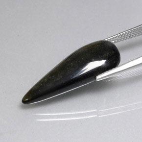11.16캐럿 천연 골드쉰블랙 흑요석, 배 모양, 불투명체