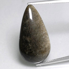 12.96캐럿 천연 골드 광택 옵시디언, 배 모양, 26.8×14.6 mm, 불투명체