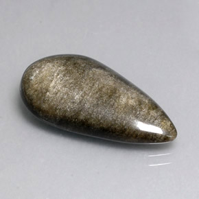 12.96캐럿 천연 골드 광택 옵시디언, 배 모양, 26.8×14.6 mm, 불투명체