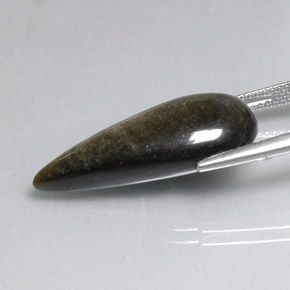 10.83캐럿 천연 골드 광택 옵시디언, 배 모양, 25.8×11.1 mm, 불투명체