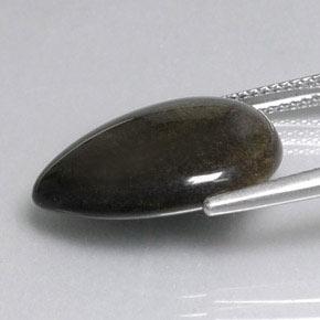 8.74캐럿 천연 골드 광택 블랙 옵시디언, 배 모양, 19.1×14.7 mm, 불투명체