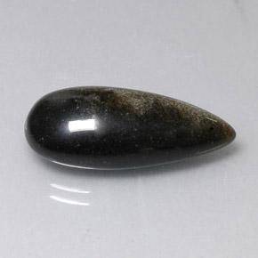 12.11캐럿 천연 골드 광택 블랙 옵시디언, 배 모양, 25×11.8 mm, 불투명체