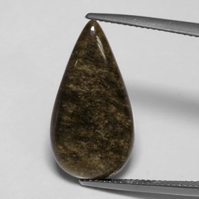 7.72캐럿 천연 골드 광택 옵시디언, 배 모양, 23.3×12.3 mm, 불투명체