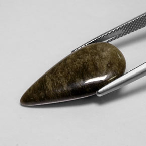 7.72캐럿 천연 골드 광택 옵시디언, 배 모양, 23.3×12.3 mm, 불투명체