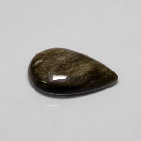 7.12캐럿 천연 골드 광택 흑요석, 배 모양, 불투명체