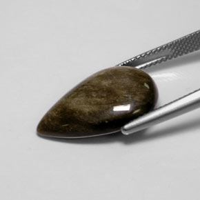 7.12캐럿 천연 골드 광택 흑요석, 배 모양, 불투명체
