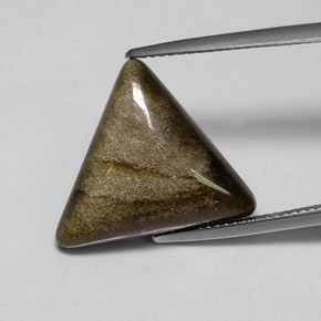 8.68캐럿 천연 골드 광택 옵시디언, 트릴리언, 18.2×16.9 mm, 불투명체