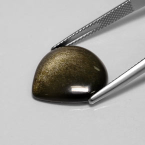 7.13캐럿 천연 골드 광택 흑요석, 배 모양, 불투명체