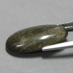 4.73캐럿 천연 골드 광택 옵시디언, 타원형 컷, 17.4×9 mm, 불투명체