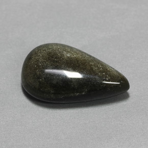 6.97캐럿 천연 골드 광택 옵시디언, 배 모양, 17.4×11.1 mm, 불투명체