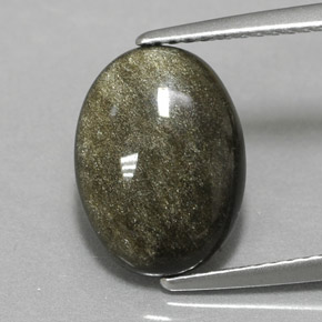 3.01캐럿 천연 골드 광택 옵시디언, 타원형 컷, 12.5×9.2 mm, 불투명체