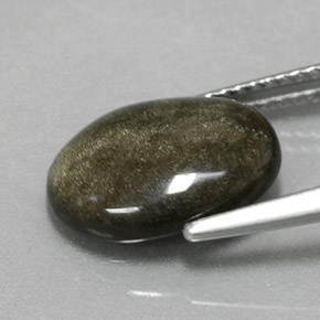 3.01캐럿 천연 골드 광택 옵시디언, 타원형 컷, 12.5×9.2 mm, 불투명체