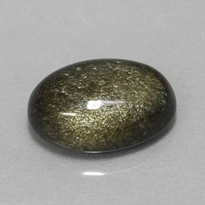 2.56캐럿 천연 골드 광택 옵시디언, 타원형 컷, 11.2×7.8 mm, 불투명체