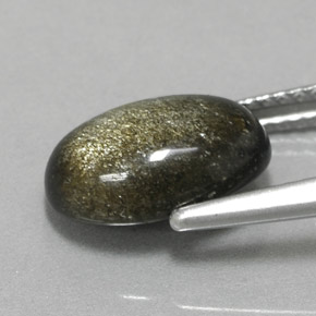 2.56캐럿 천연 골드 광택 옵시디언, 타원형 컷, 11.2×7.8 mm, 불투명체