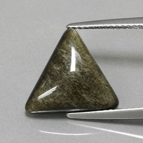 4.05캐럿 천연 골드 광택 옵시디언, 트릴리언, 13.5×12.4 mm, 불투명체