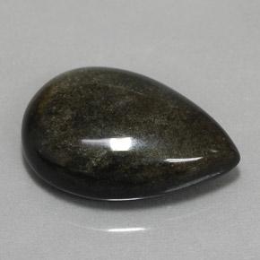 10.85캐럿 천연 골드 광택 블랙 옵시디언, 배 모양, 19.8×13.7 mm, 불투명체