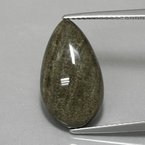 6.42캐럿 천연 골드 광택 옵시디언, 배 모양, 18.3×10.6 mm, 불투명체