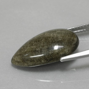 6.42캐럿 천연 골드 광택 옵시디언, 배 모양, 18.3×10.6 mm, 불투명체