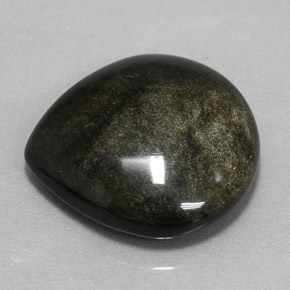 8.58캐럿 천연 골드 광택 옵시디언, 배 모양, 16.5×16 mm, 불투명체