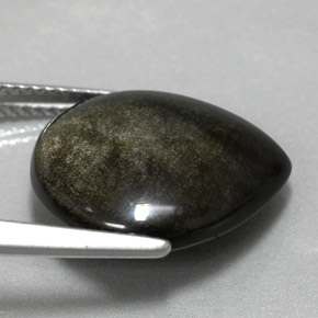 8.58캐럿 천연 골드 광택 옵시디언, 배 모양, 16.5×16 mm, 불투명체