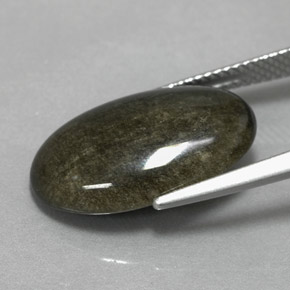 7.22캐럿 천연 골드 광택 흑요석, 타원형 컷, 불투명체