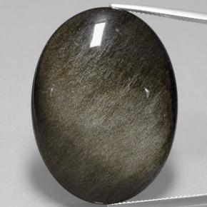 58.06캐럿 천연 골드 광택 블랙 옵시디언, 타원형 컷, 37.2×27.6 mm, 불투명체