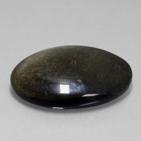 58.06캐럿 천연 골드 광택 블랙 옵시디언, 타원형 컷, 37.2×27.6 mm, 불투명체