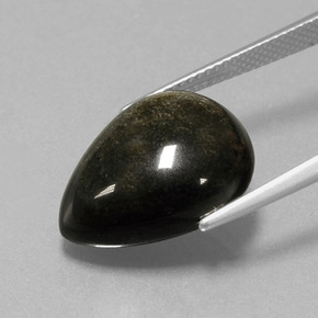 10.01캐럿 천연 골드 광택 옵시디언, 배 모양, 18×14 mm, 불투명체