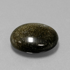 9.57캐럿 천연 골드 광택 옵시디언, 타원형 컷, 17.2×14.2 mm, 불투명체