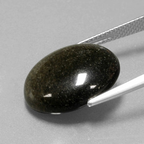 9.57캐럿 천연 골드 광택 옵시디언, 타원형 컷, 17.2×14.2 mm, 불투명체