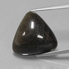 10.36캐럿 천연 골드 광택 블랙 옵시디언, 트릴리언, 17.3×16.5 mm, 불투명체