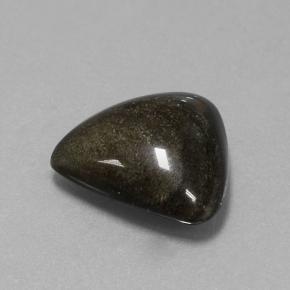 10.36캐럿 천연 골드 광택 블랙 옵시디언, 트릴리언, 17.3×16.5 mm, 불투명체