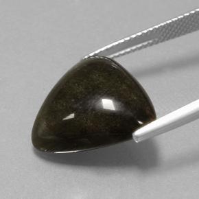 10.36캐럿 천연 골드 광택 블랙 옵시디언, 트릴리언, 17.3×16.5 mm, 불투명체